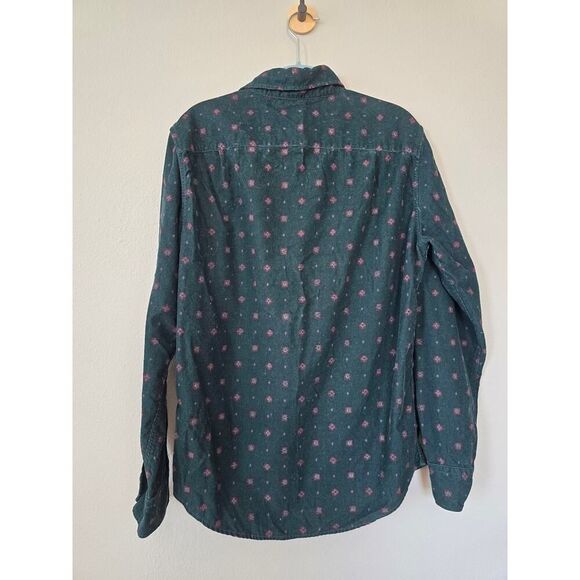 American Eagle Green Corduroy Shirt Microprint Floral Vibe Size S Soft Grunge - Picture 5 of 10